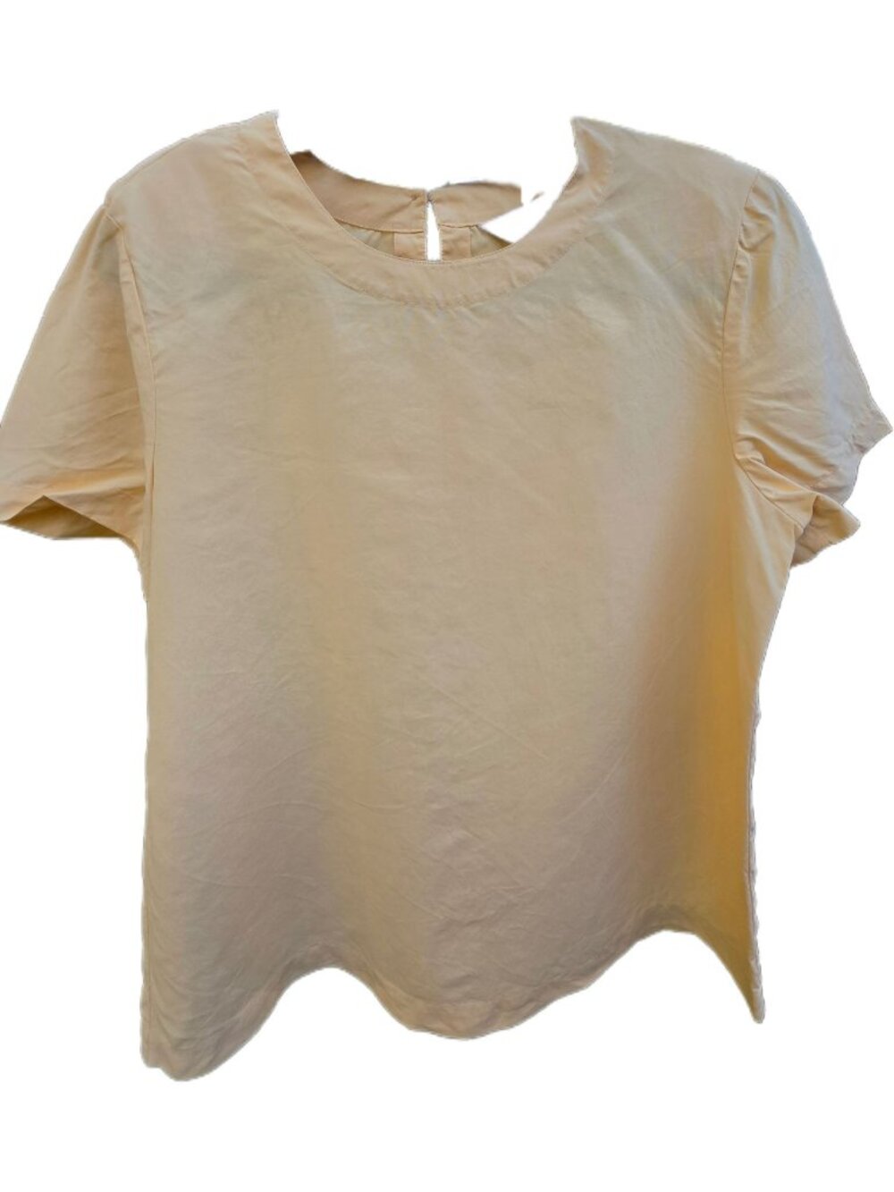 Orvis Vintage 100% Silk Blouse M Butter Yellow Round Crew Neck Minimalist EUC